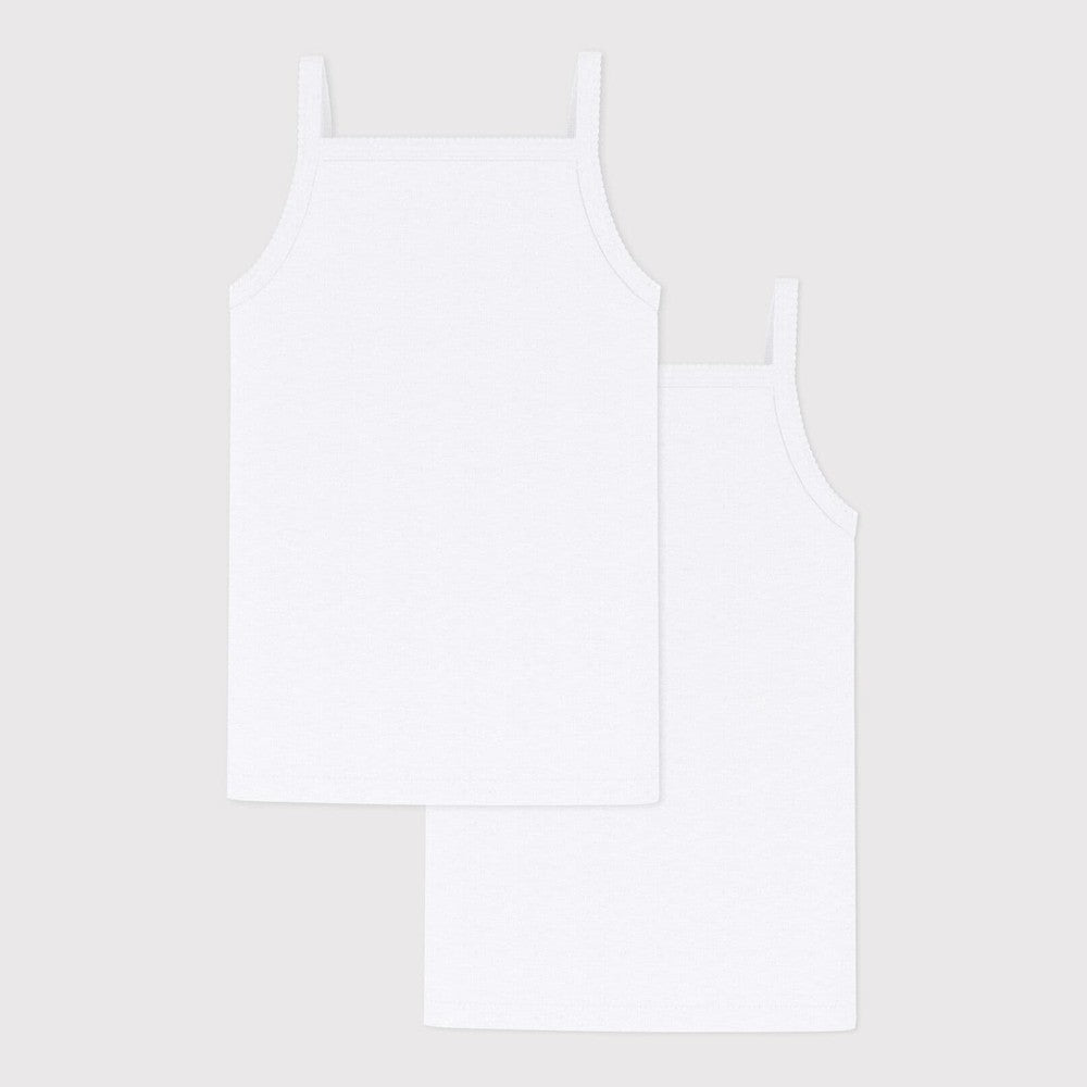 Petit Bateau Set Van 2 Witte Onderhemdjes Met Spaghettibandjes