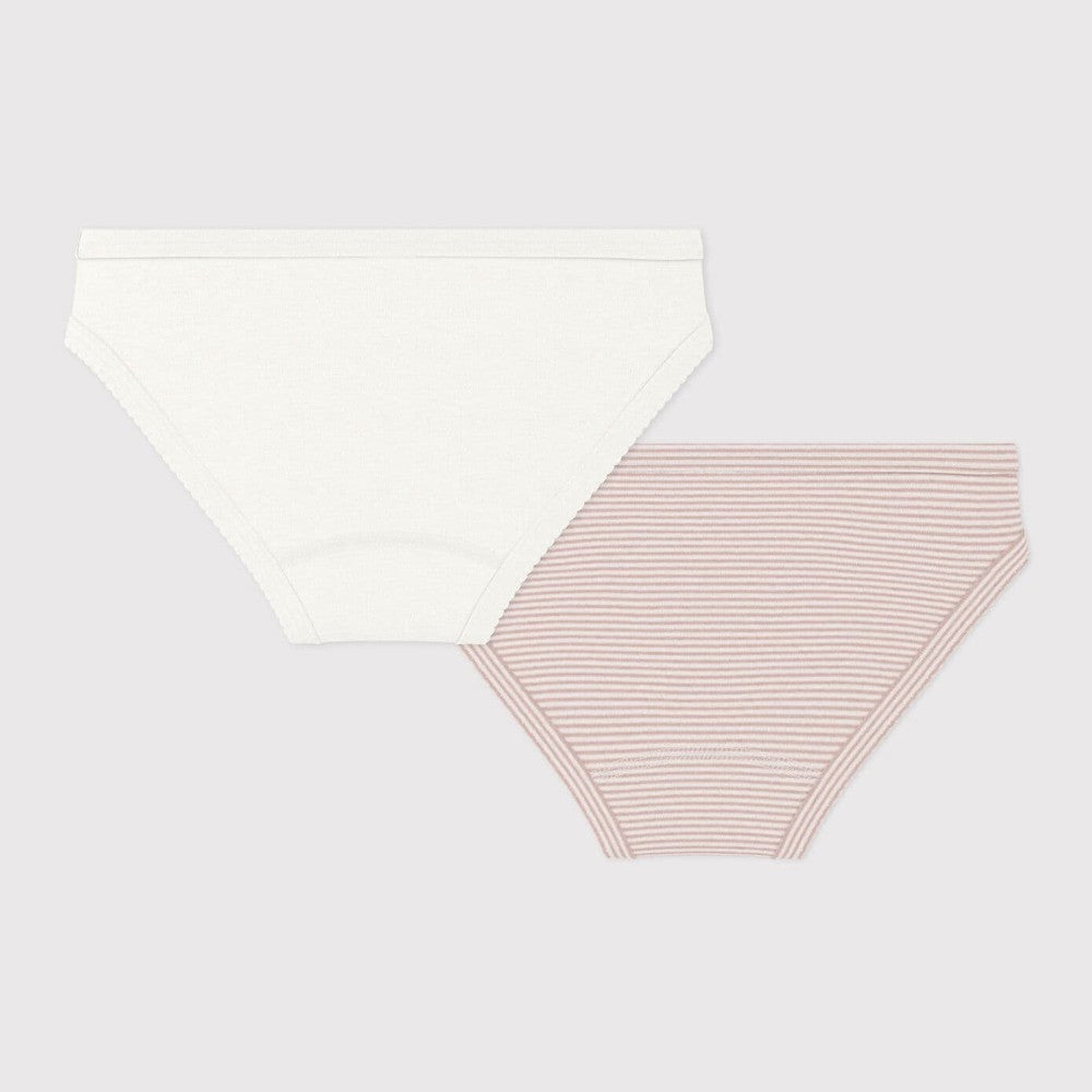 Petit Bateau Set Van 2 Onderbroekjes Voor Meisjes Wit-Roos Gestreept En Wit