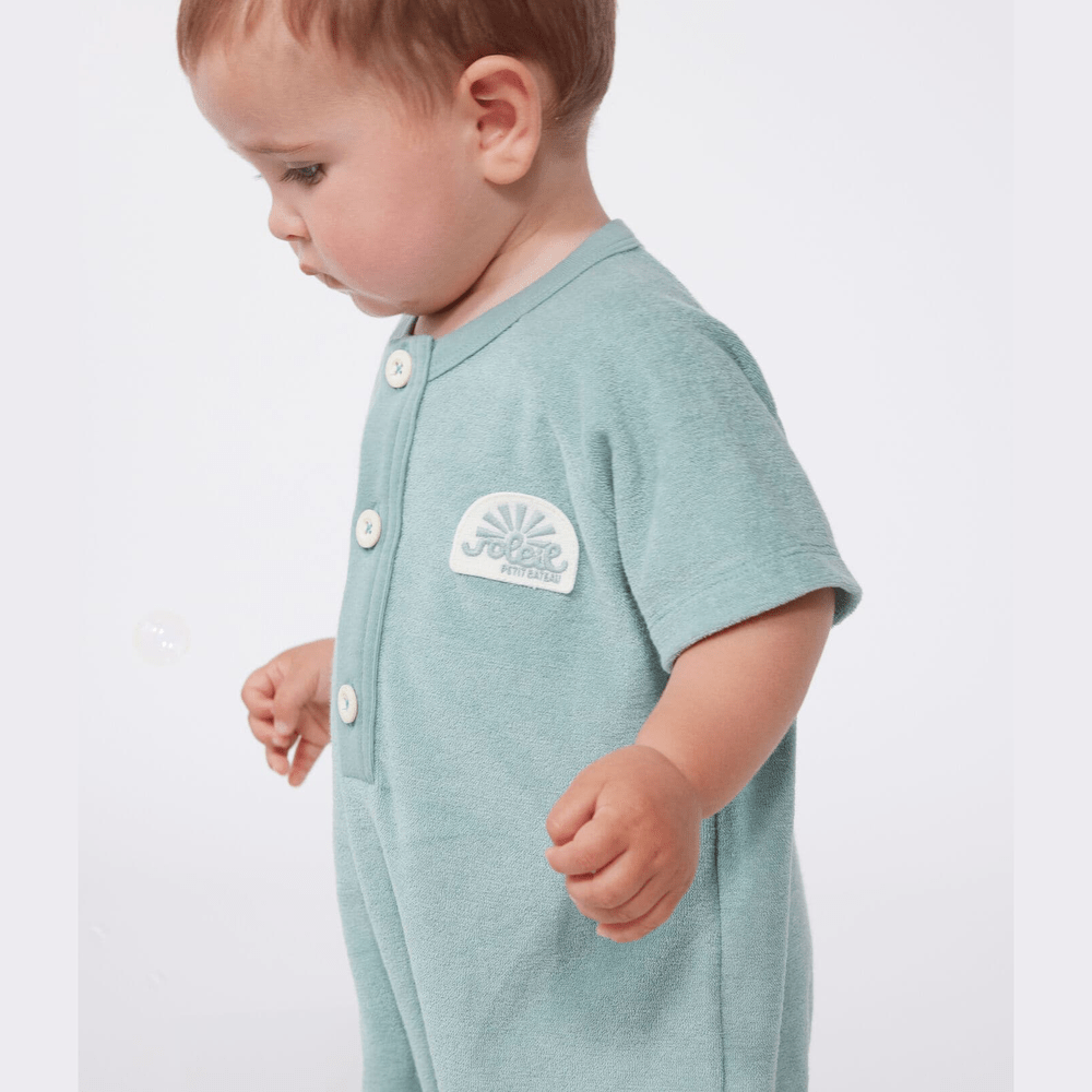 Petit Bateau Kort Babypakje Van Effen Katoenen Badstof Met Korte Mouwen - Groen