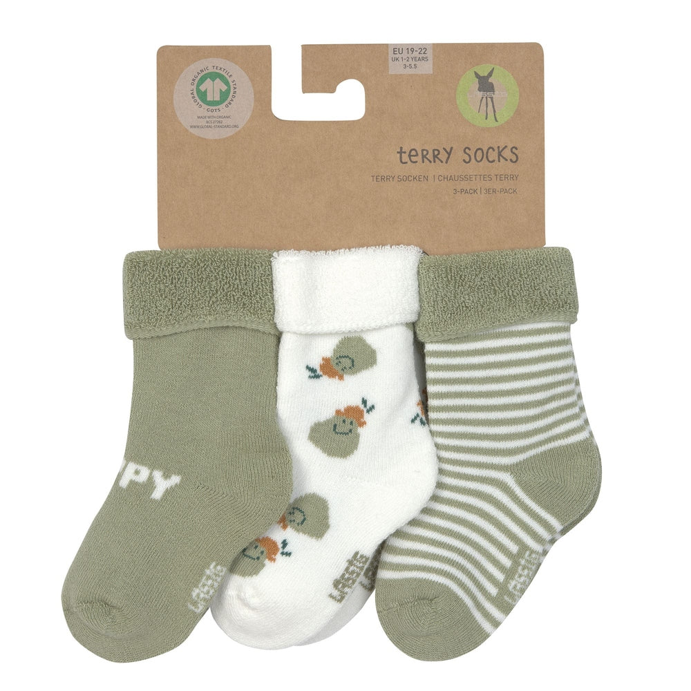 Lässig 3-pack Terry Sokken GOTS - Pear/Light Khaki
