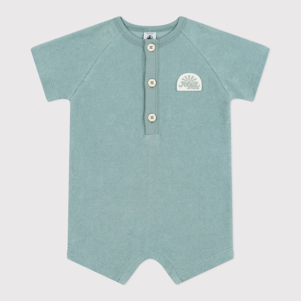 Petit Bateau Kort Babypakje Van Effen Katoenen Badstof Met Korte Mouwen - Groen