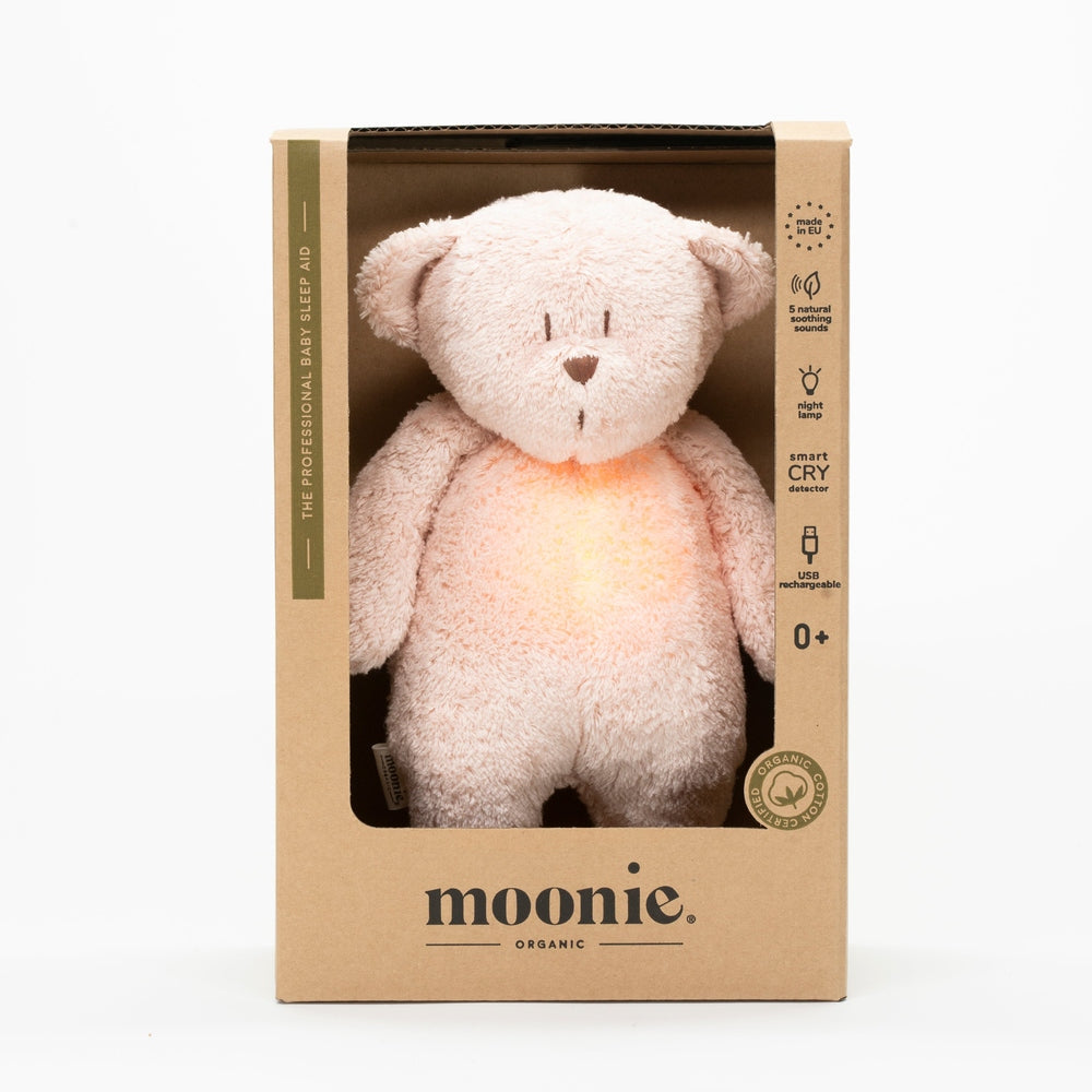 Moonie Knuffel - The Humming Bear Organic 2.0 - Rose Natur | Witte Ruis Knuffel Met Lichtje