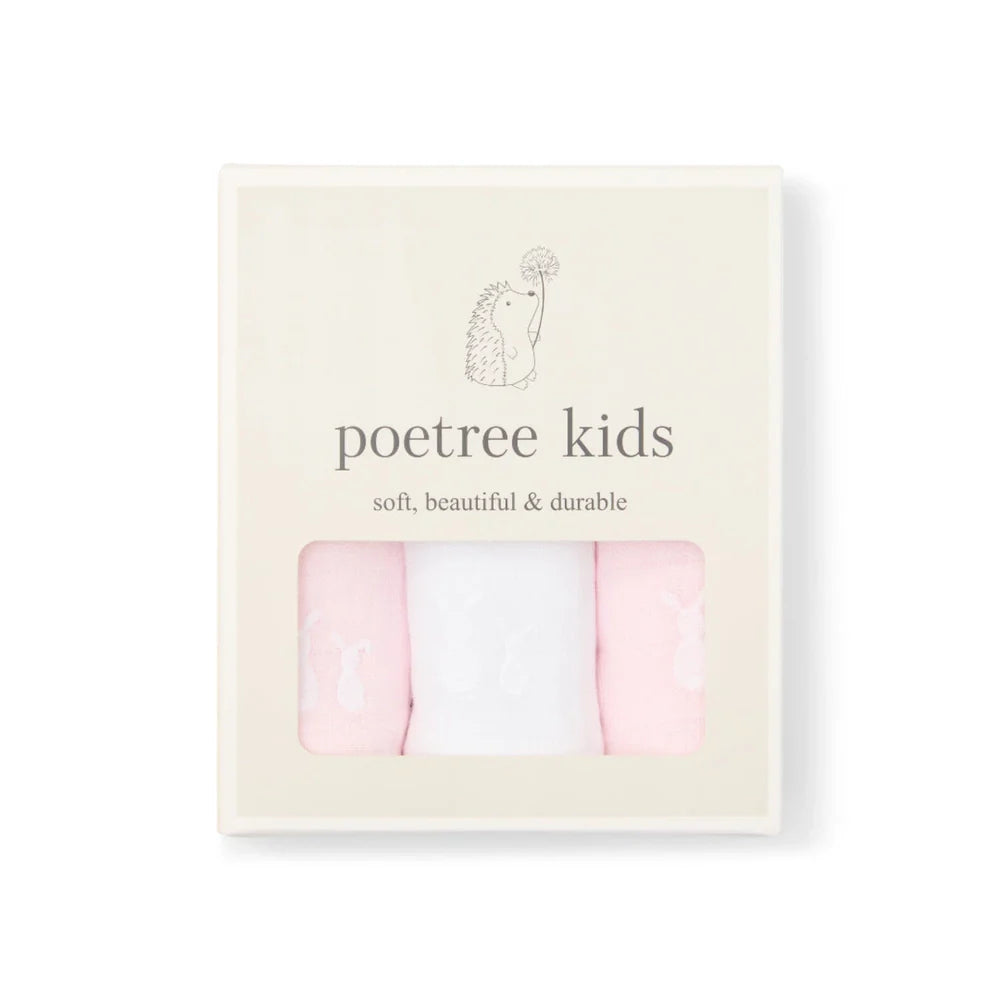 Poetree Kids 3 Hydrofiele Doeken 60x60cm - Pink & White