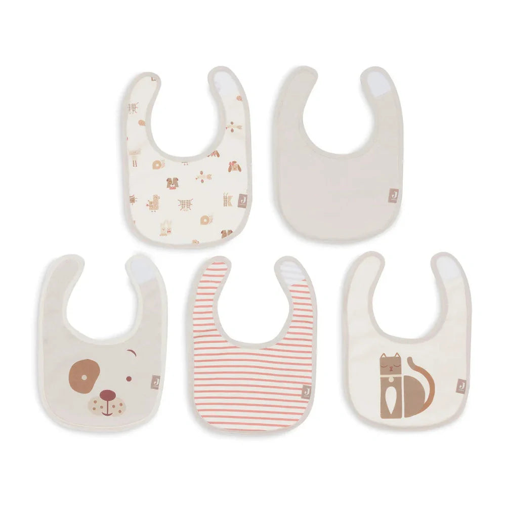 Jollein Slabbetjes Waterproof 5-pack - Animal Friends