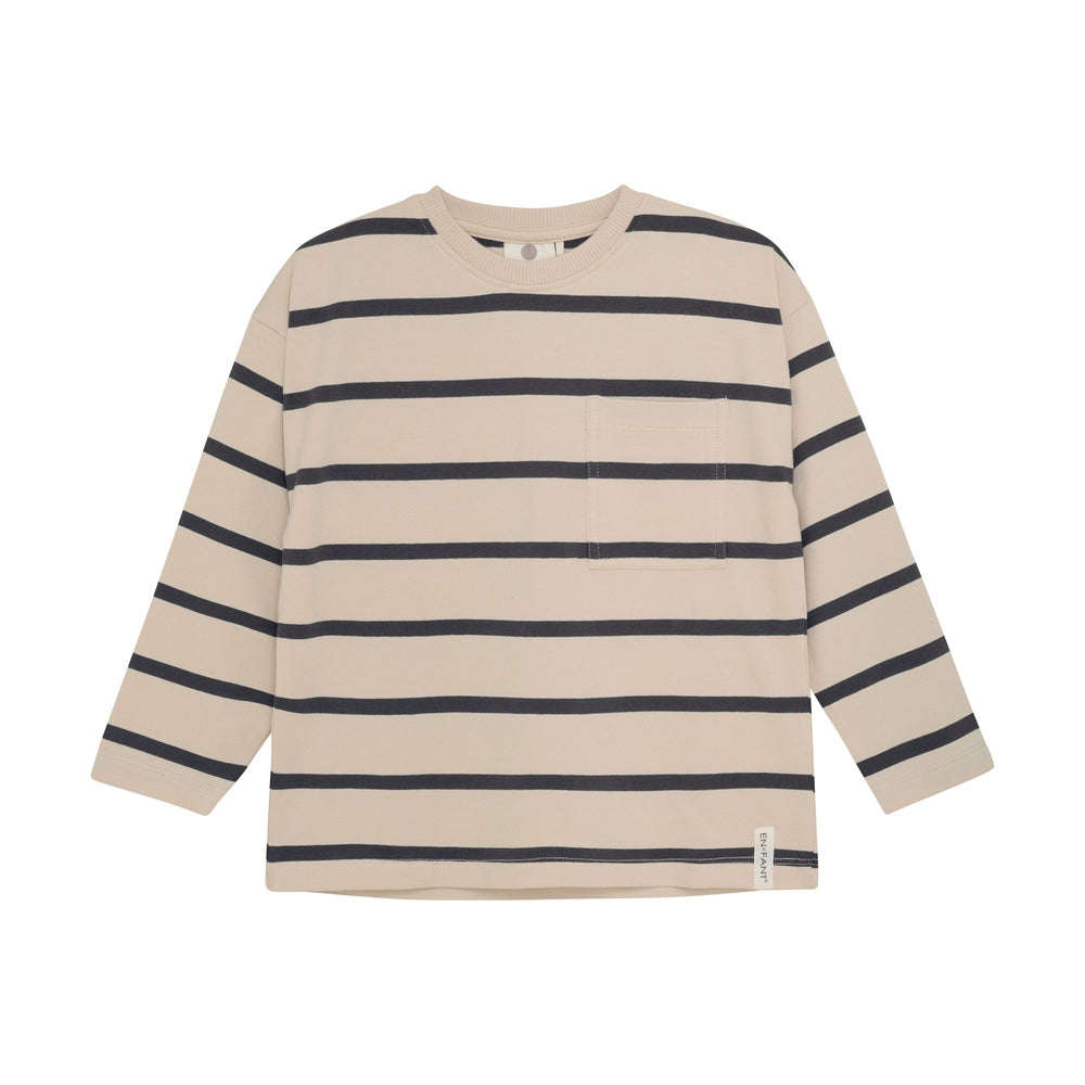 En Fant Oversized T-shirt Met Strepen - Beige/Grijs