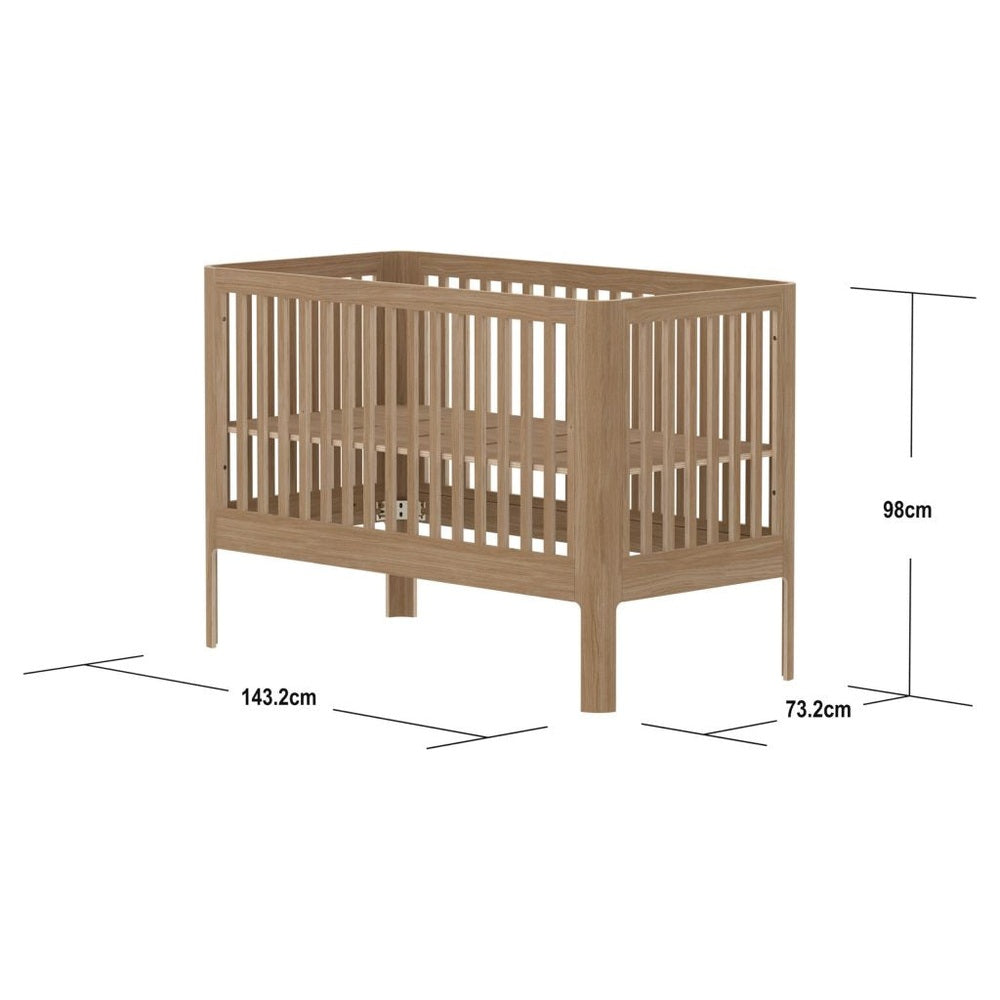 Flexa Meegroeibed / Evolutief Babybedje 70x140cm - Nova Oak