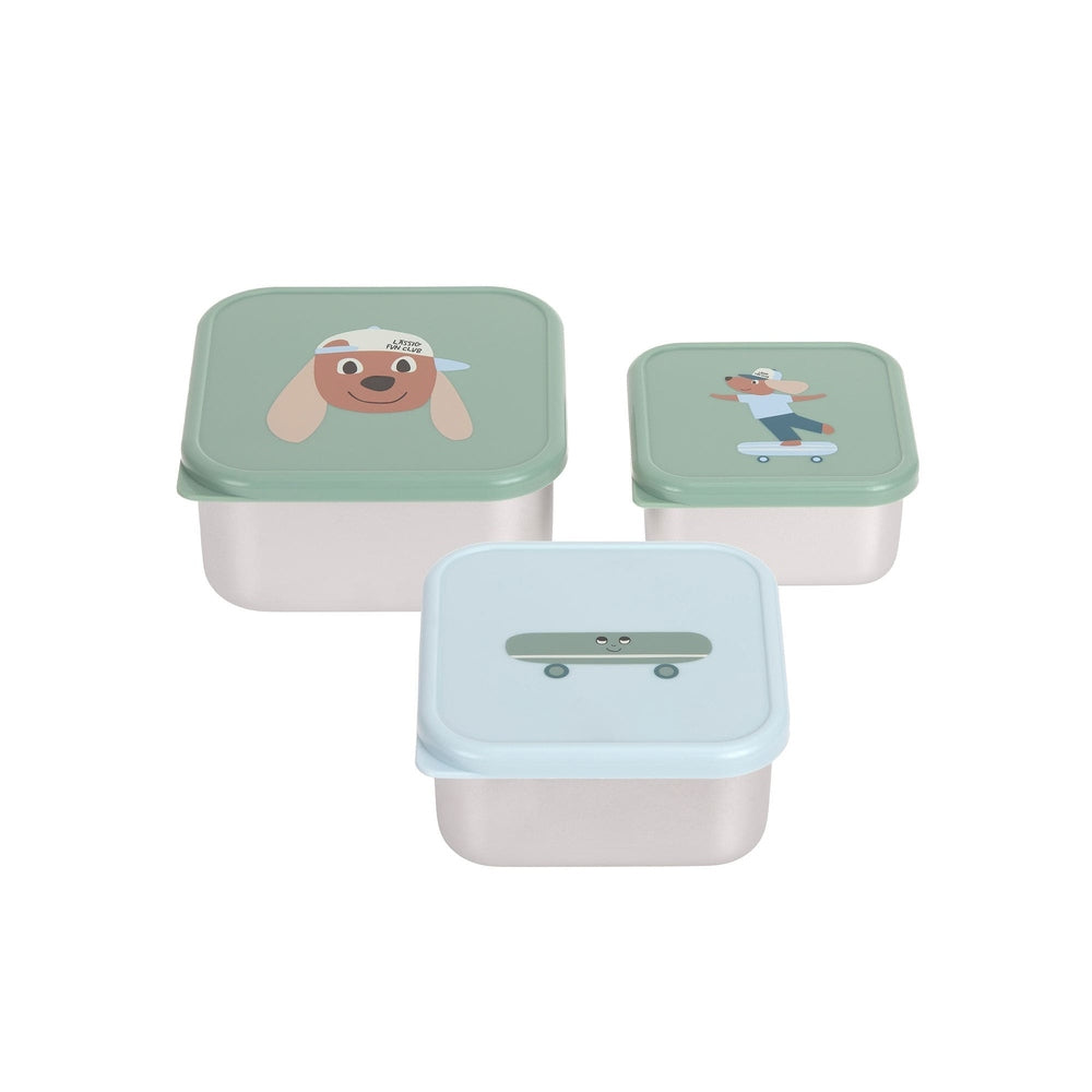 Lässig Roestvrije Snackbox 3 Delige Set - Tiny Team Hond