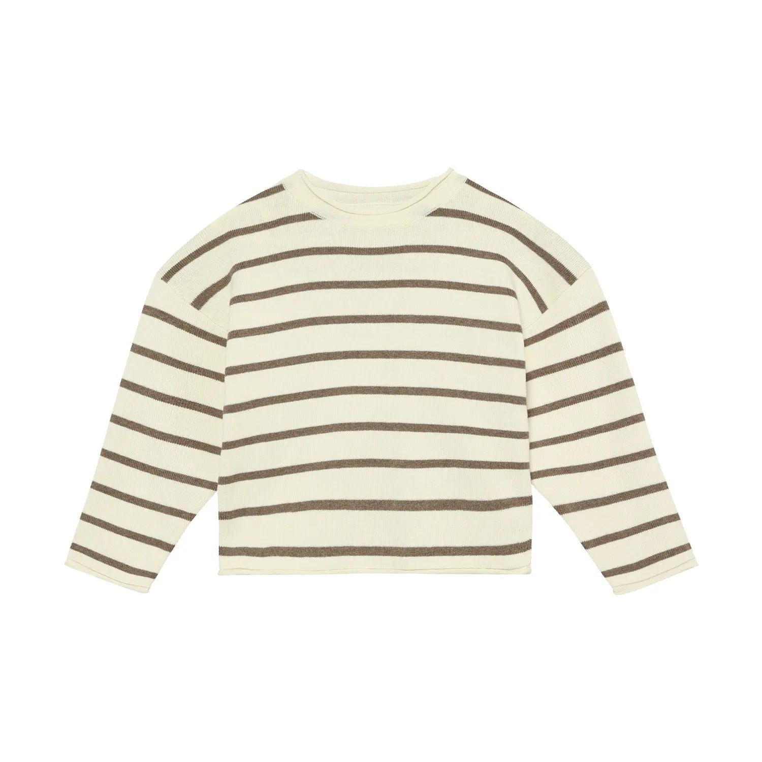 Huttelihut Gebreide Pullover met Strepen – Comfortabel Kindertruitje – Brown