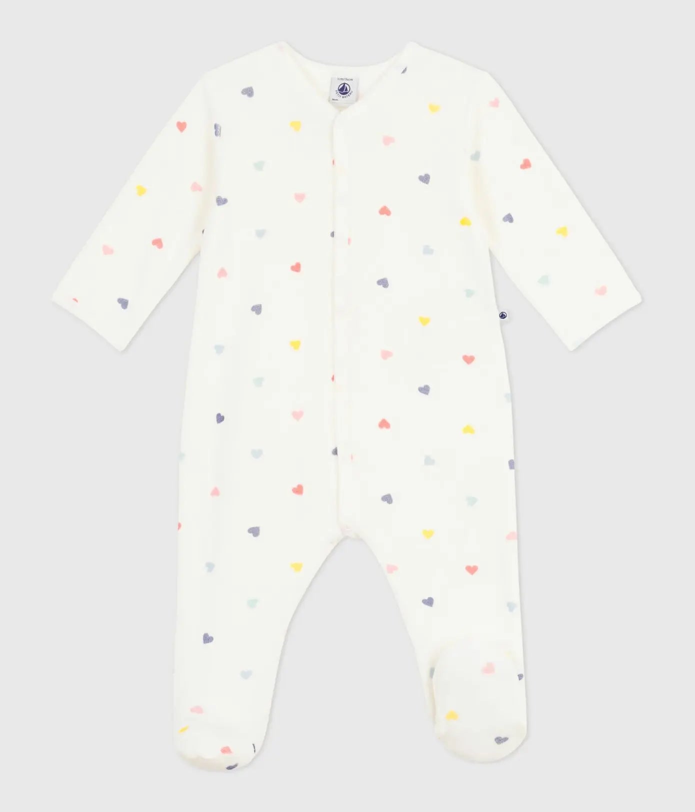 Fluwelen babypyjama met hartjesprint