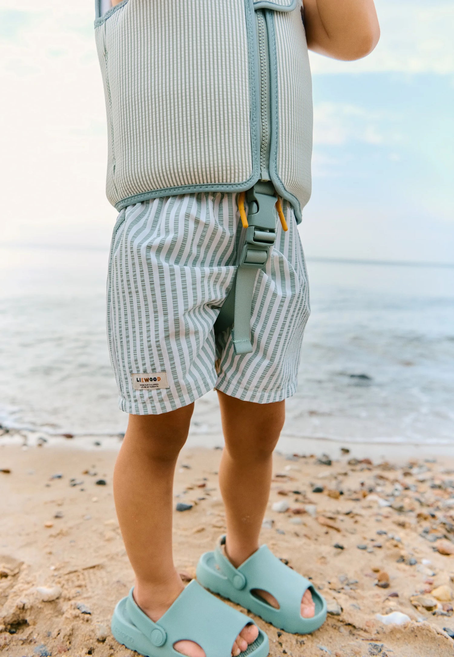 Liewood Duke Gestreepte Boardshort / Zwemshort Voor Kinderen - Stripe Peppermint / Crisp White