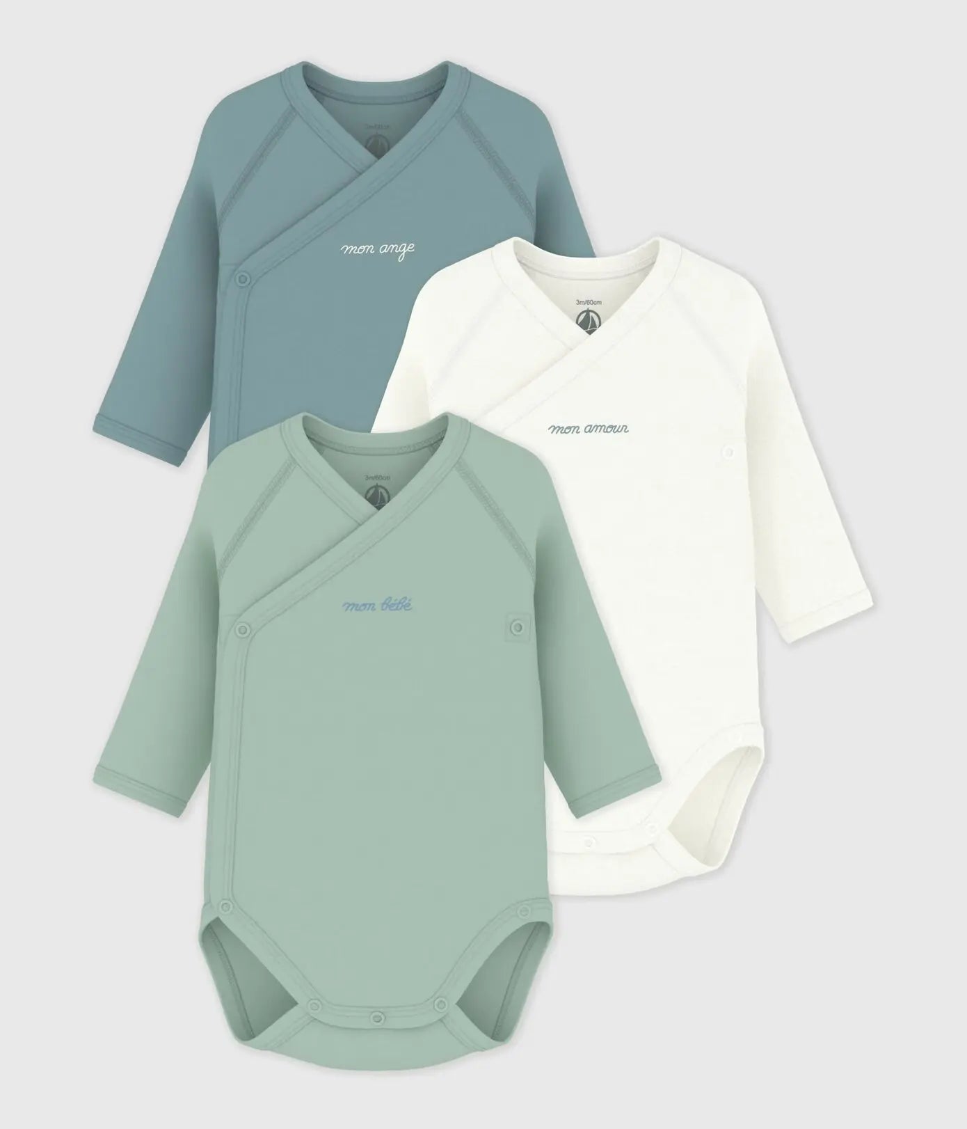 Petit Bateau | Set van katoenen babyrompertjes met lange mouwen en print