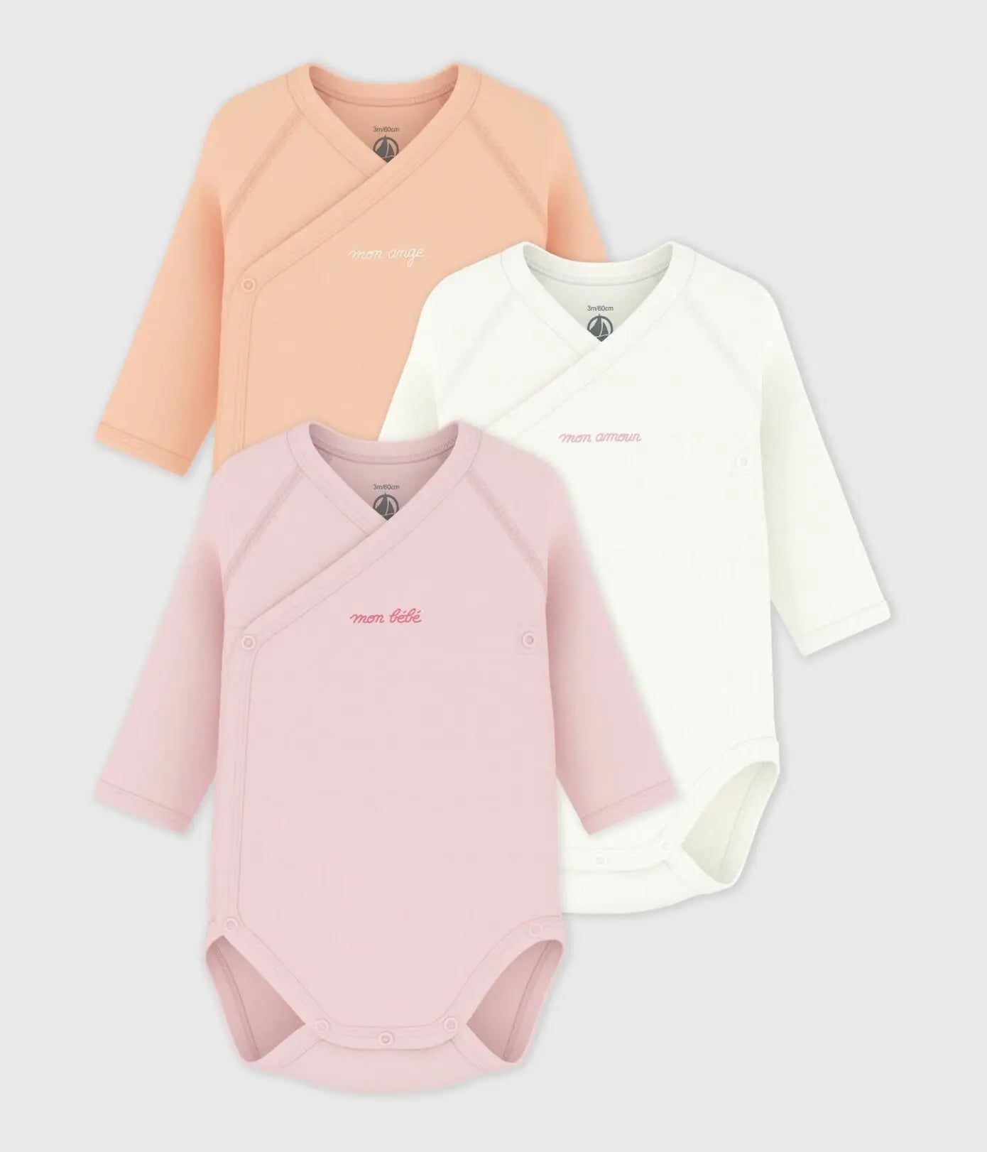 Petit Bateau | Set van katoenen babyrompertjes met lange mouwen en print