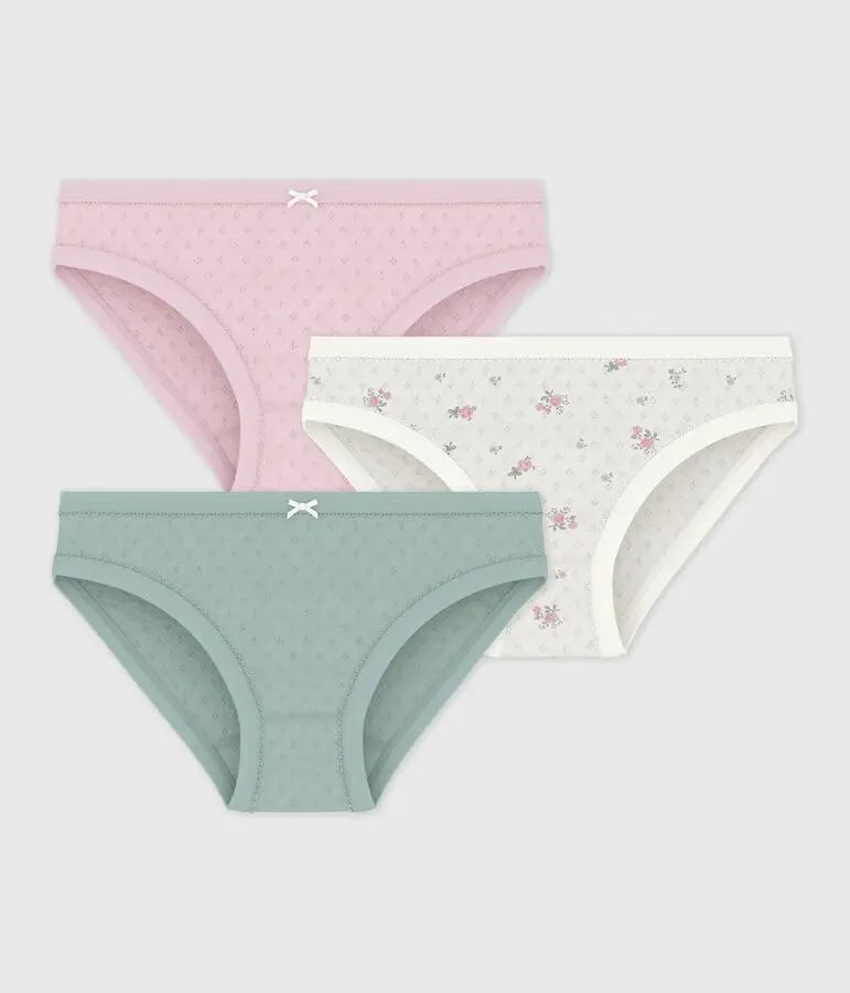 Petit Bateau | Setje met katoenen onderbroekjes met ajour en bloemetjesprint voor kinderen