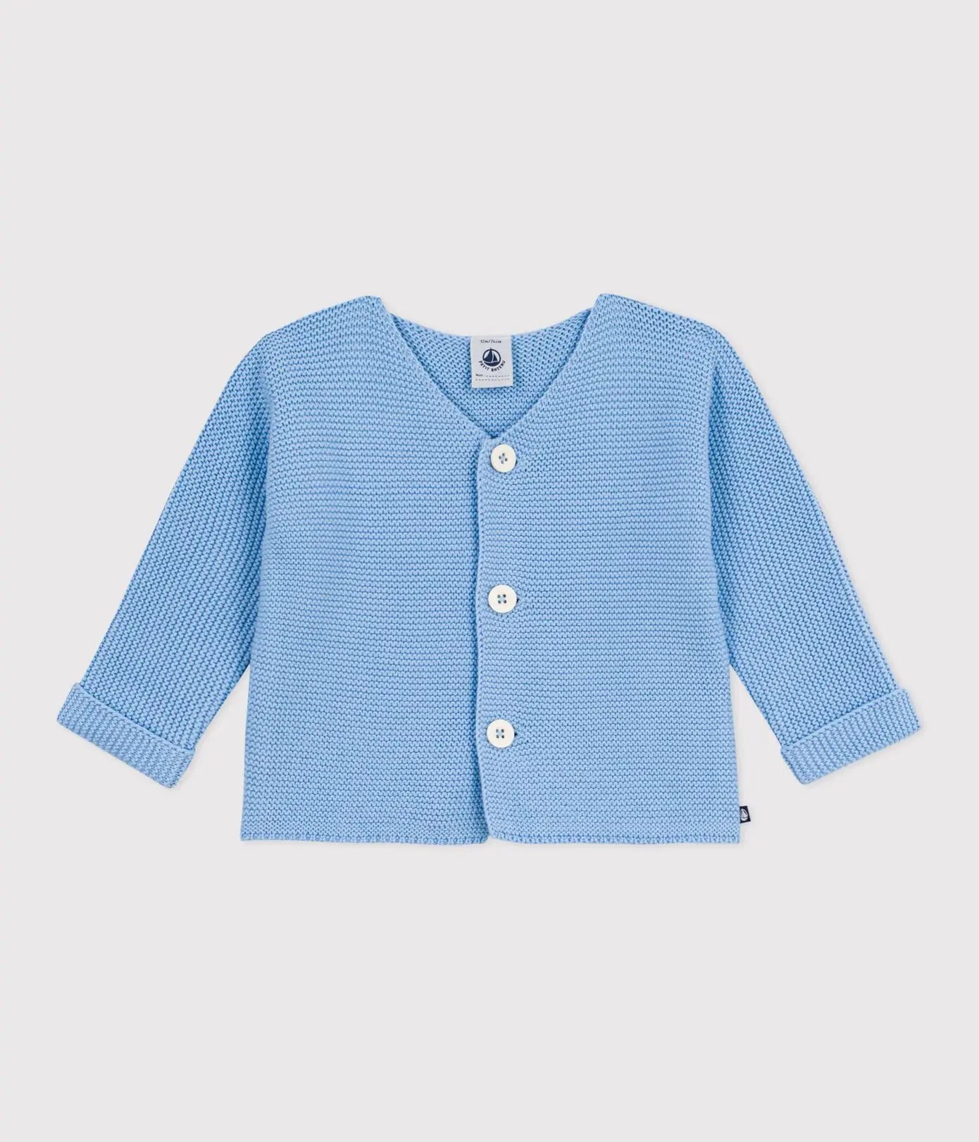 Petit Bateau | Gebreid katoenen blauwe vestje in ribbelsteek voor baby's