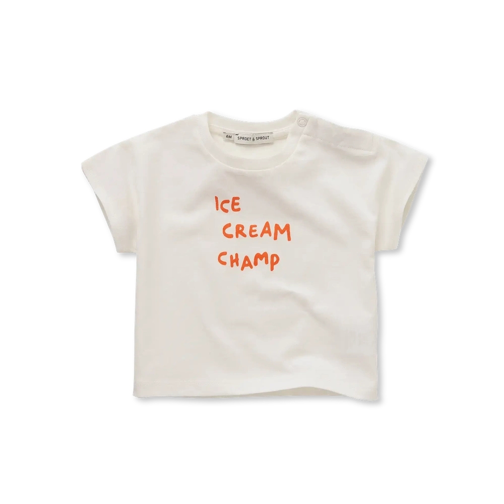 Sproet & Sprout Baby T-Shirt Ice Cream Champ Off-White