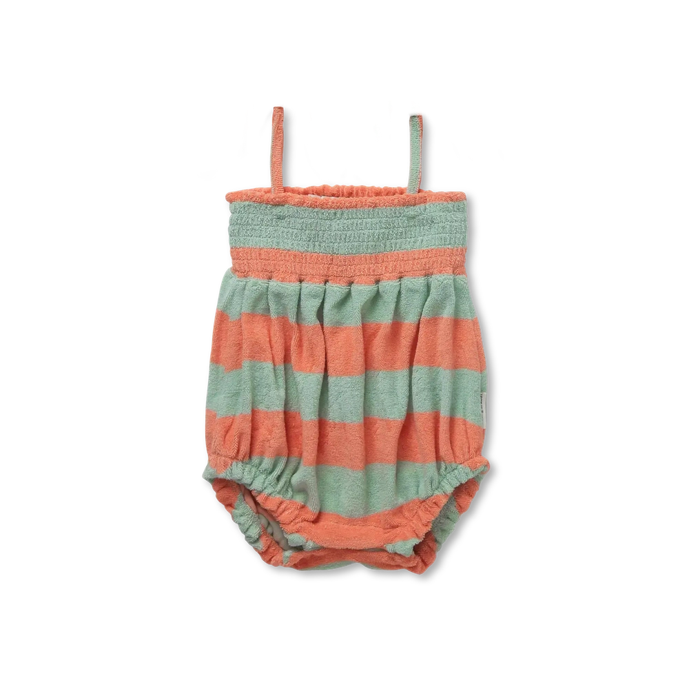 Sproet & Sprout Smock Romper Strepen Slit Green