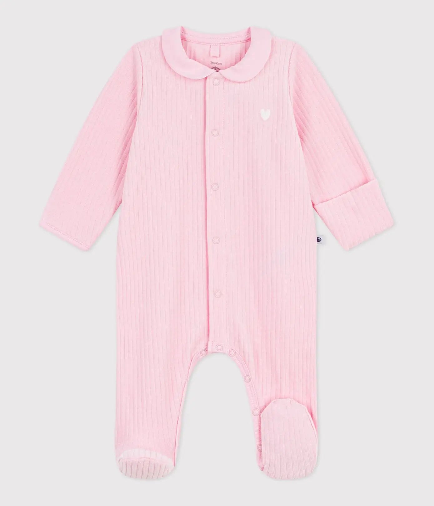 Petit Bateau | Fluwelen babypyjama met effen kraag