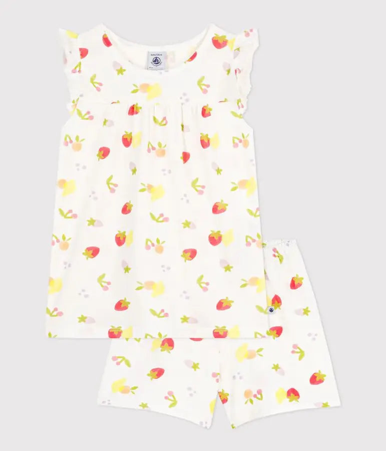 Petit Bateau | Korte katoenen kinderpyjama met vruchtenprint
