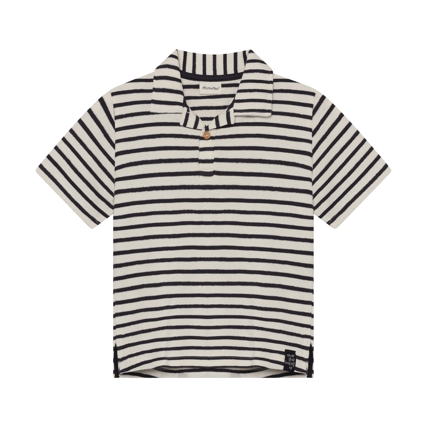 Minymo Polo T-shirt Korte Mouw - Gestreept Vanilla Ice