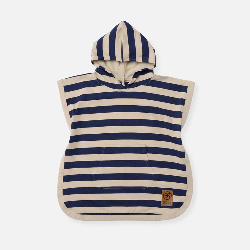 Cloby UV Poncho in Navy/Sandy Stripe – UPF 50+ (1-3y)