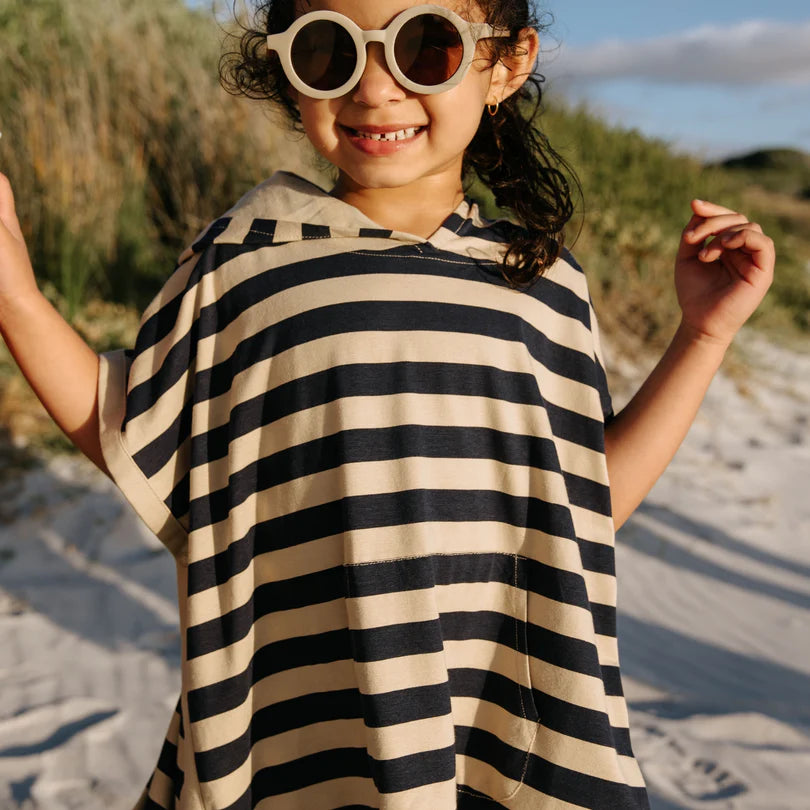 Cloby UV Poncho in Navy/Sandy Stripe – UPF 50+ (1-3y)