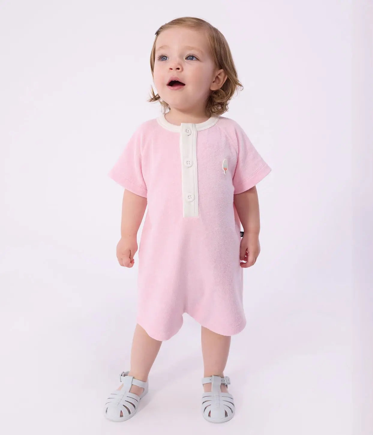 Petit Bateau Kort pakje van effen katoen voor baby's - Roze
