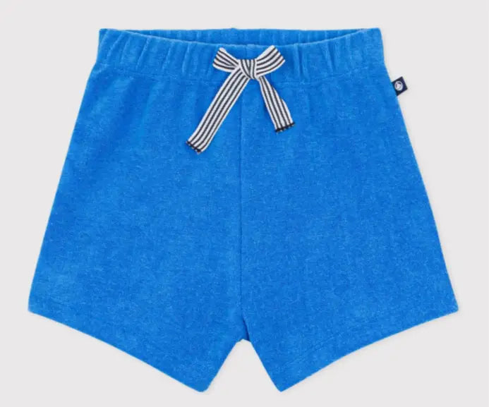Petit Bateau Korte babybroek van effen badstof - Blauw
