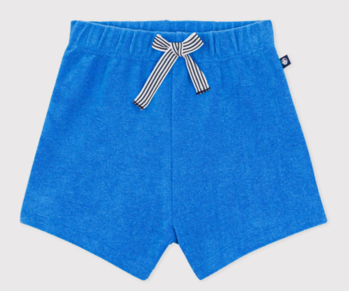 Petit Bateau Korte babybroek van effen badstof - Blauw