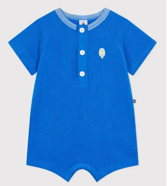 Petit Bateau Kort pakje van effen katoen voor baby's - Blauw