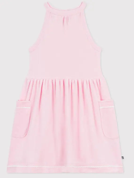 Petit Bateau Mouwloos jurkje van effen katoen voor kinderen - Roze
