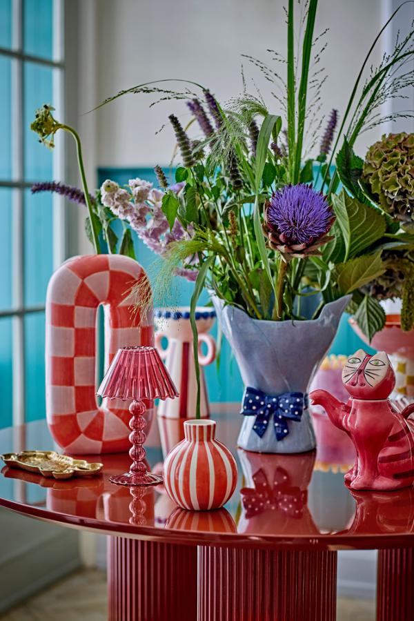 Bloomingville Cisco Glazen Kaarslichthouder - Rood