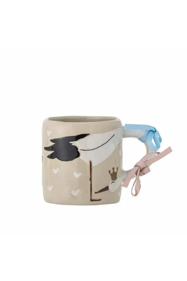 Bloomingville MINI Bambino Cup in Steengoed - Opdruk Ooievaar
