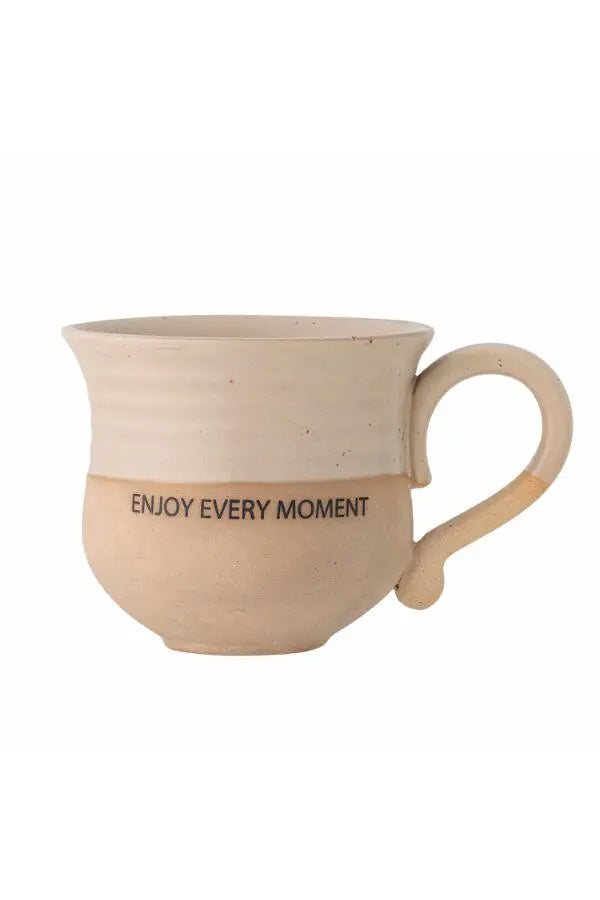 Bloomingville Claire Cup in Aardewerk - Bruin met opdruk