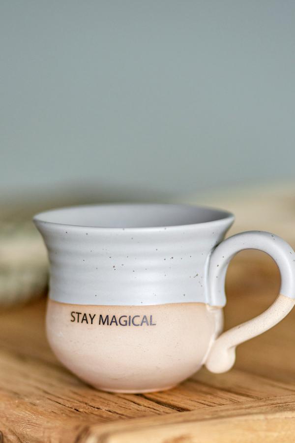 Bloomingville Claire Cup in Aardewerk - Grijs met opdruk