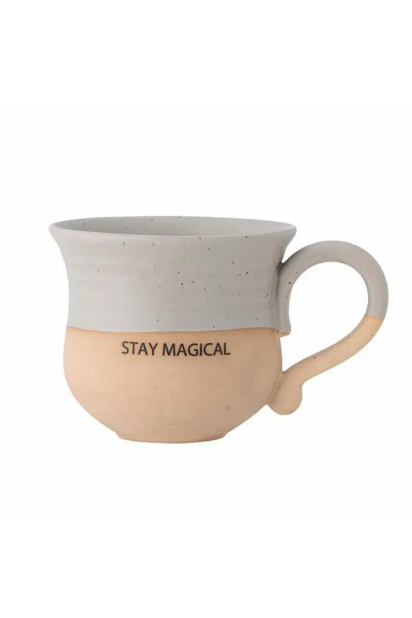 Bloomingville Claire Cup in Aardewerk - Grijs met opdruk