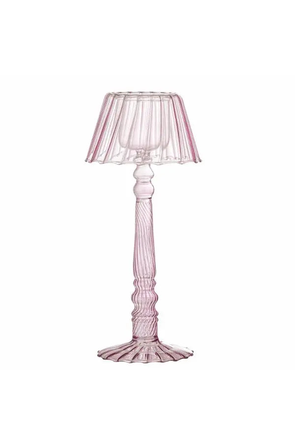 Bloomingville Cisco Glazen Kaarslichthouder - Roze