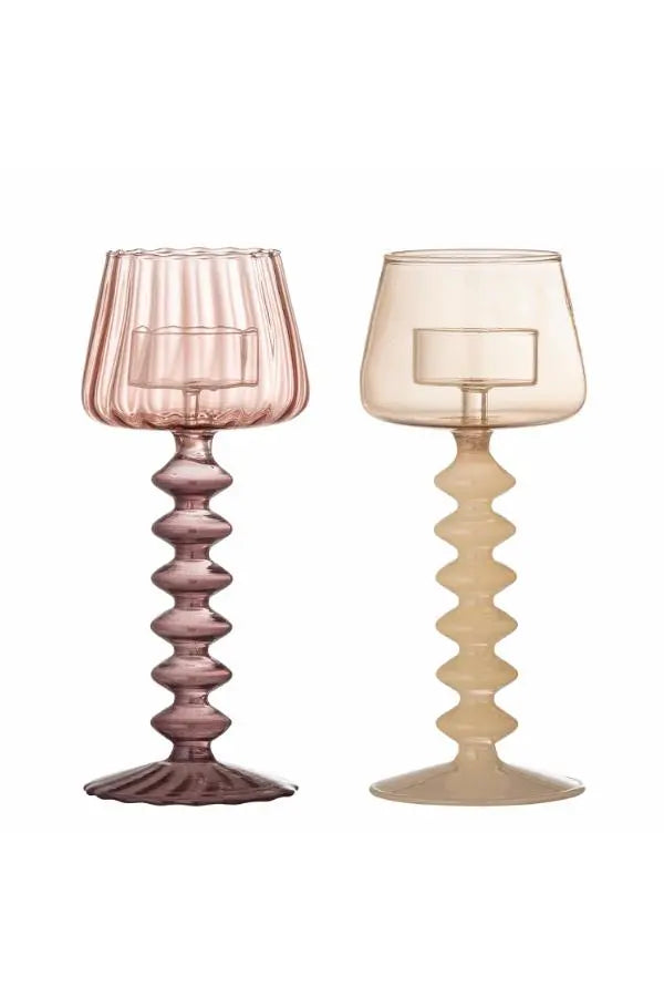 Bloomingville Kaarslichthouder Daze Votive - Roze + Beige (set van 2)
