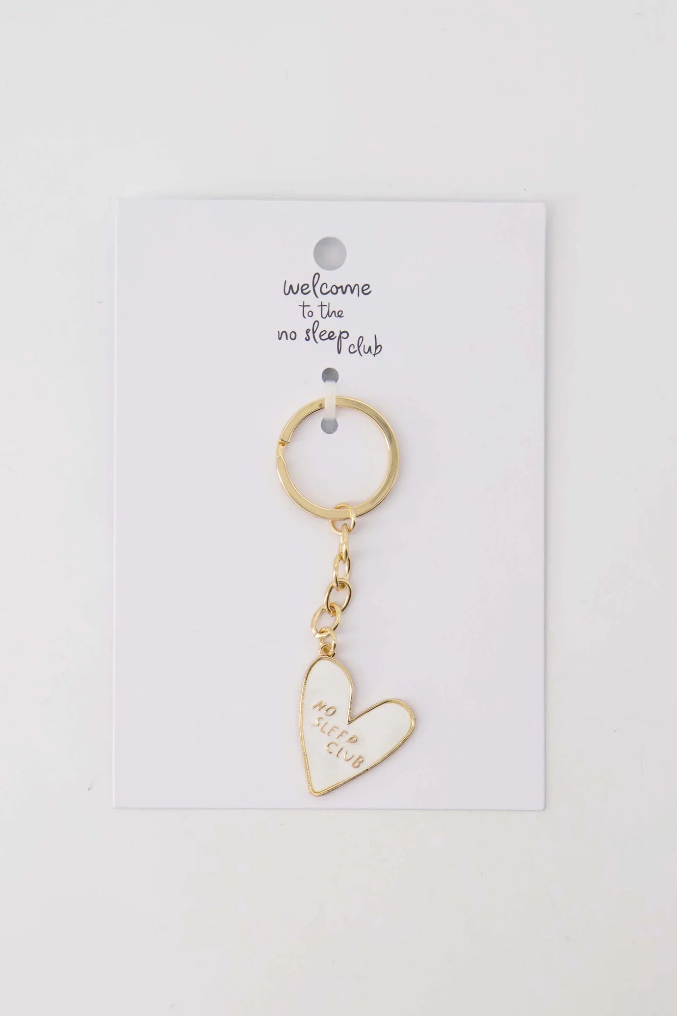 Zusss Ansichtkaart Sleutelhanger Hartje - Wit/Goud