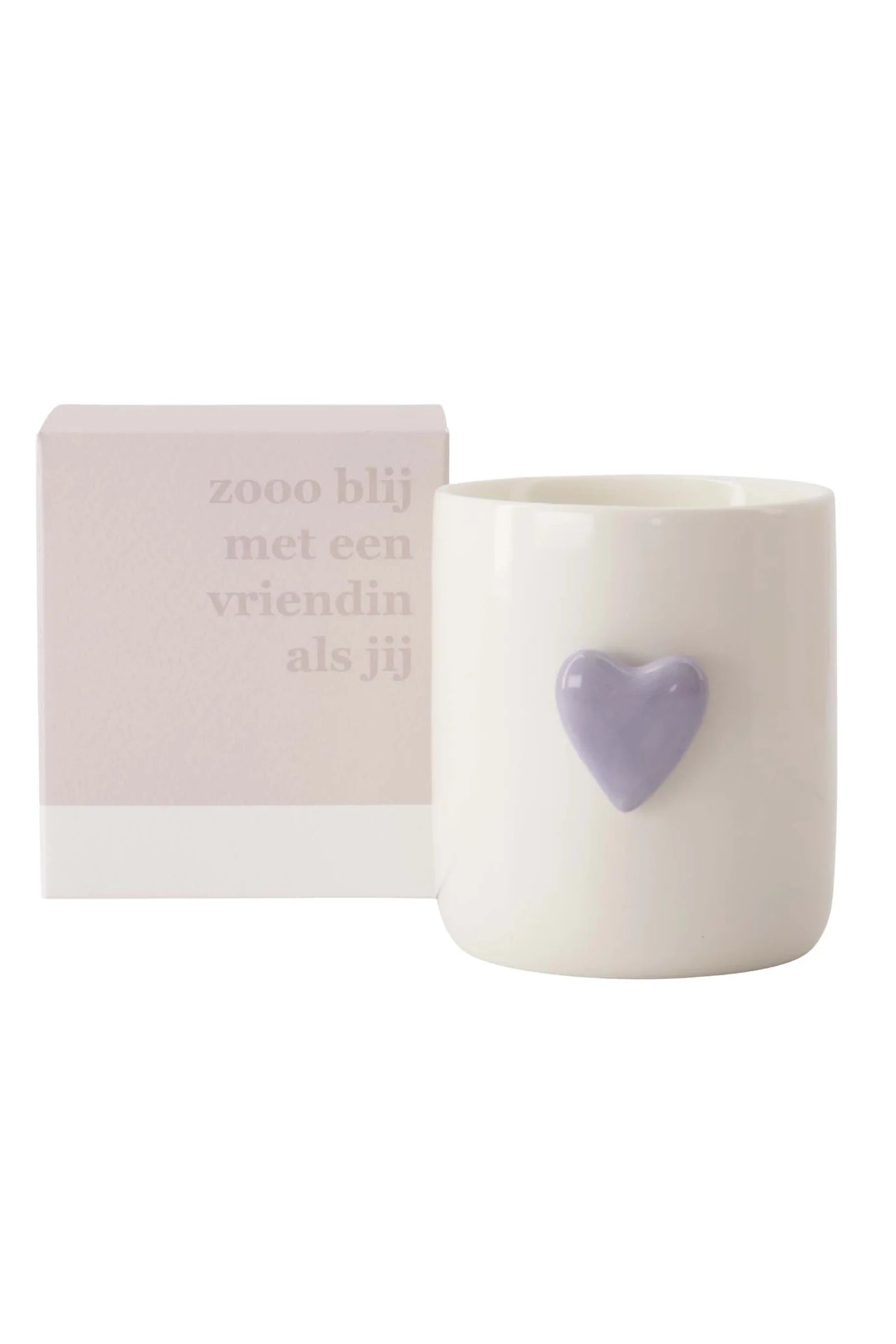 Zusss Geurkaars Keramiek Hart In Doosje Zo Blij Met Een Vriendin Als Jij - Wit/Lila/Zand