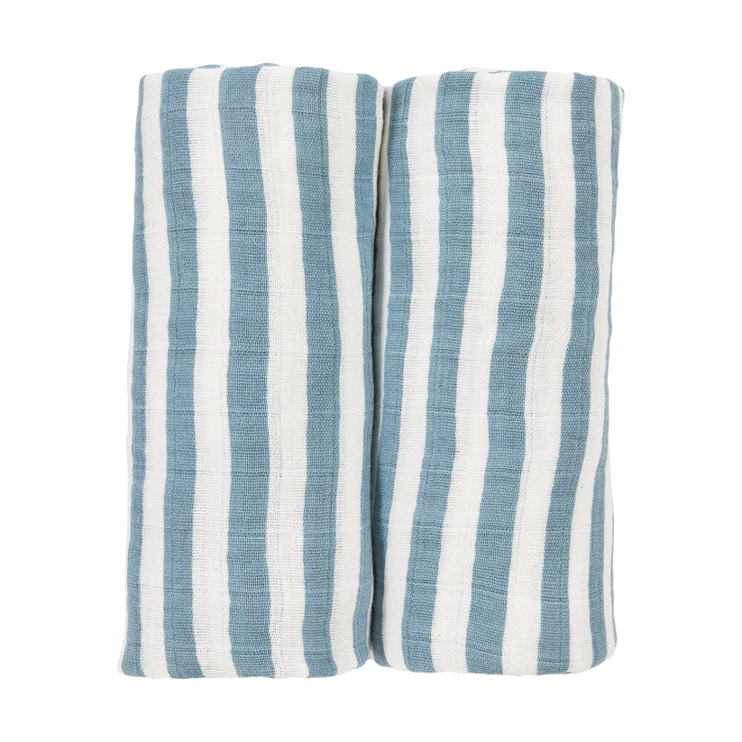 Meyco Hydrofiele Doeken Pre-washed (120x120cm - 2-pack) - Stripe Jeans Blue