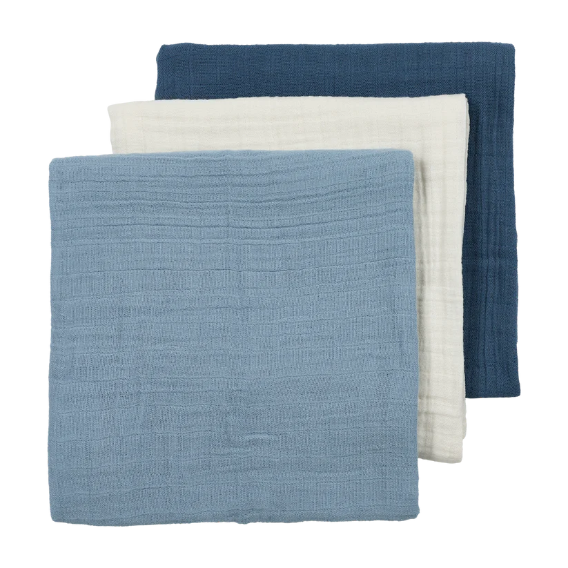 Meyco Hydrofiele Doeken Pre-washed (70x70cm - 3-pack) - Natural/Jeans blue/Indigo