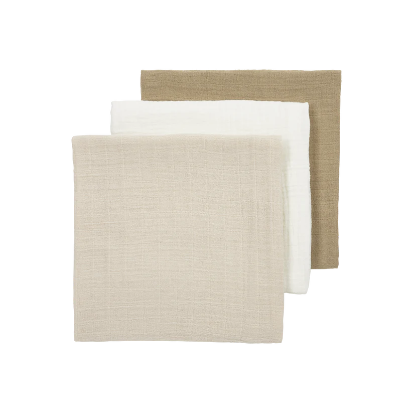 Meyco Hydrofiele Doeken Pre-washed (70x70cm - 3-pack) - Offwhite/Soft Sand/Taupe