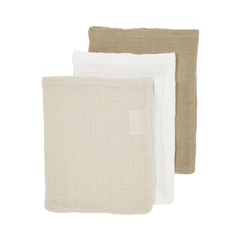 Meyco Hydrofiele Washandje pre-washed 3-pack - Offwhite/Soft Sand/Taupe