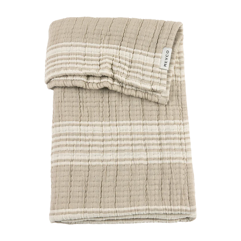 Meyco Deken pre-washed hydrofiel jacquard 75x100cm - Stripe Sand