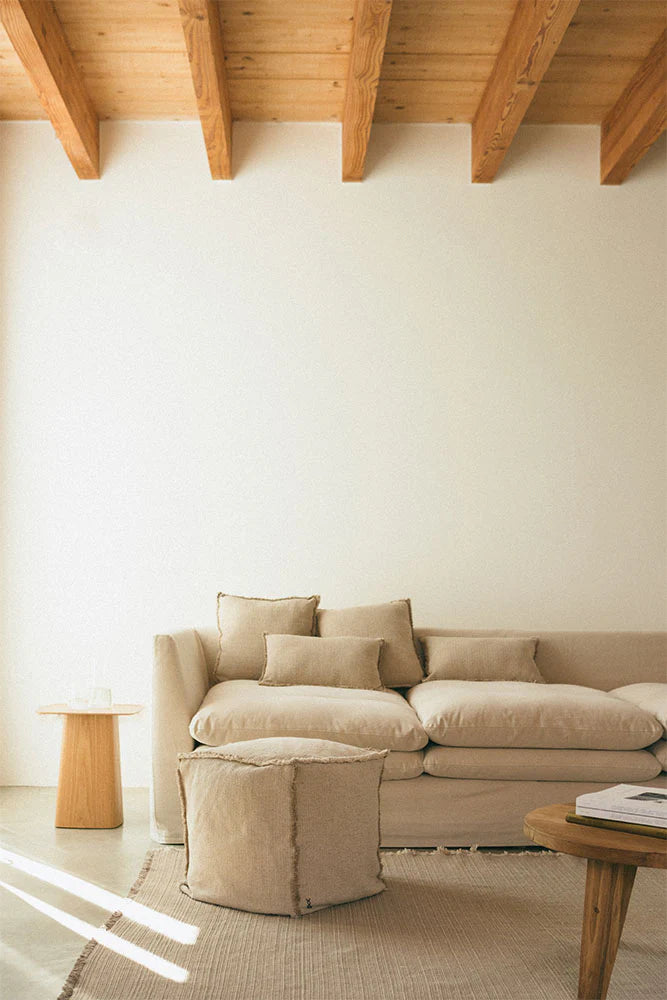 Lorena Canals Handgeweven Poef Beige 45x45x45