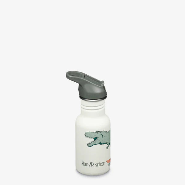 Klean Kanteen Kid Classic 355ml - Flip Sport Cap Dino Skate White