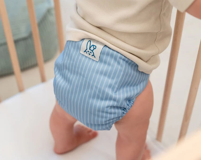 Bumbuns Easy Herbruikbare Luier met klittenband - Stripes Blue Sky