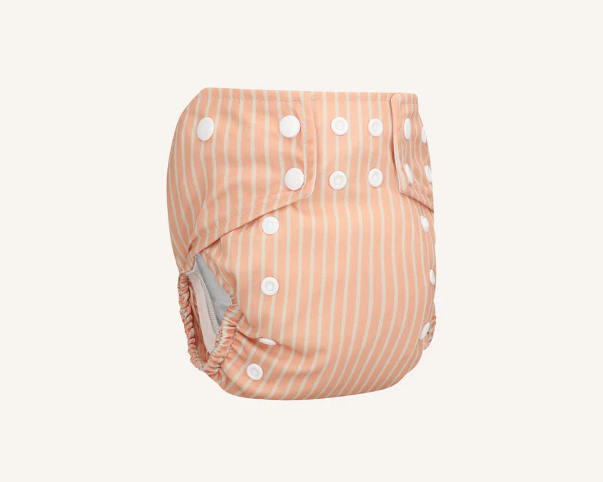 Bumbuns Easy Herbruikbare Luier met drukknopen - Stripes Apricot