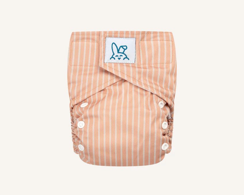 Bumbuns Easy Herbruikbare Luier met drukknopen - Stripes Apricot