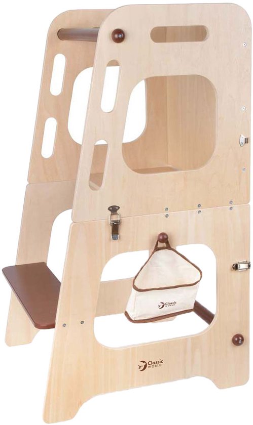 Classic World houten leertoren en tafel - verstelbaar - educatief speelgoed 90cm